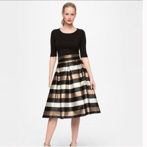 Eliza J Pleated Skirt Black Metallic Striped Evening Wear Formal Pinup size 12